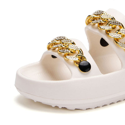 Trendy Lightweight Platform Sandals with Chain Decor - Comfortable Summer Clogs - Carvan Mart