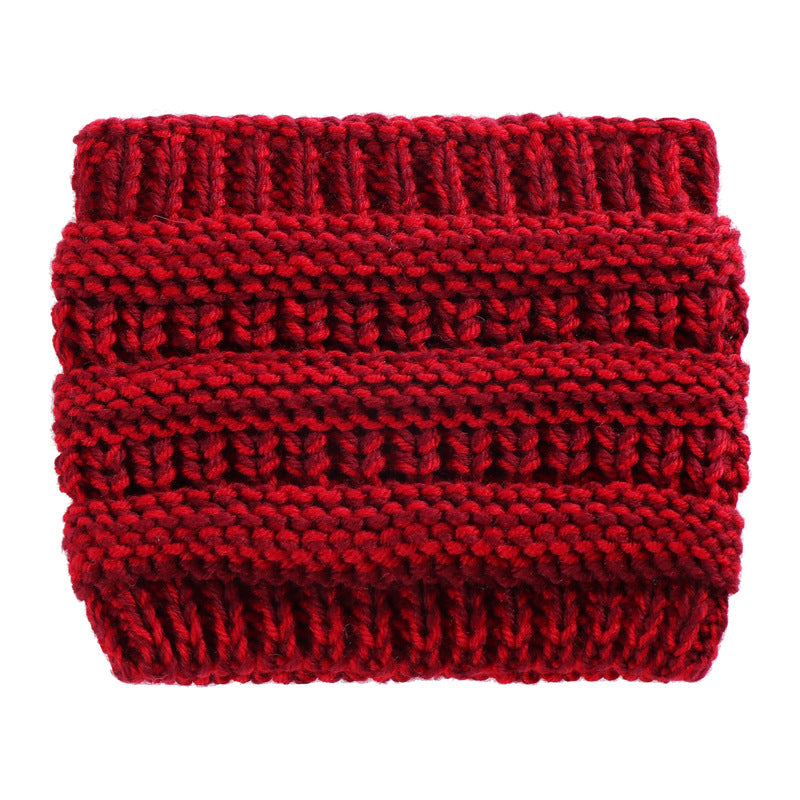 Women Headwrap Ponytail Beanies Hat Winter Warm Ear Warmer Head Wrap Casual Crochet Turban Hats Female Soft Knit Woolen Caps - Carvan Mart
