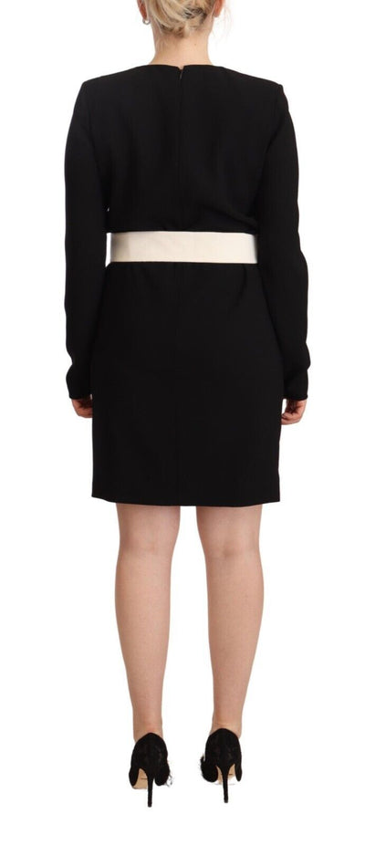 Givenchy Elegant Black Wool Mini Dress with Belt - - - Givenchy