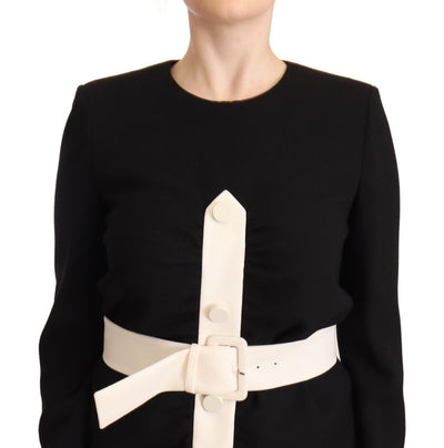 Givenchy Elegant Black Wool Mini Dress with Belt - - - Givenchy