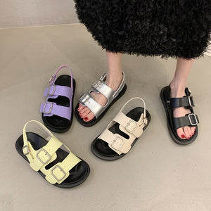 Women's Summer Outdoor Soft-soled Double-strap Platform Sandals - Carvan Mart