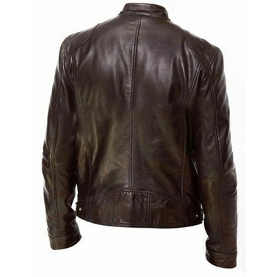 PU Leather Jacket Slim Leather Jacket - Carvan Mart