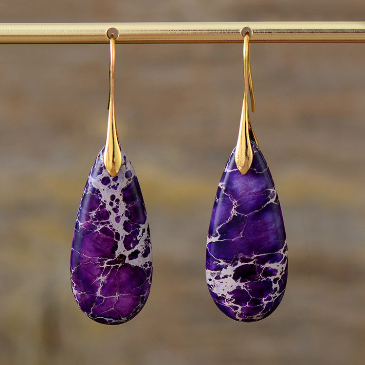 Bohemian Emperor Stone Water Drop Earrings Natural Stone Ornament Jewelry Earrings - Carvan Mart