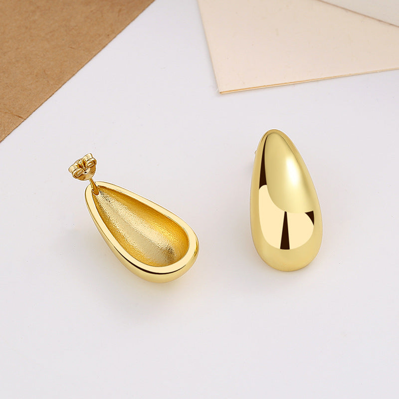 Fashion Jewelry Water Drop Glossy 16k Real Gold Plating Simple And Elegant Earrings - - Earrings - Carvan Mart