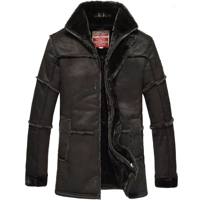 Mid-length Leather Jacket One Coat For Men - Chocolate - Men's Jackets & Coats - Carvan Mart