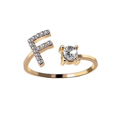 Letter Ring Fashion Jewelry Elegant Rings - Gold F - Women's Rings - Carvan Mart