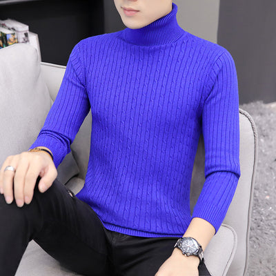 Slim-fit Sweater Men High Neck Bottoming T-shirt Sweater Men - Royal blue - Men's Sweaters - Carvan Mart