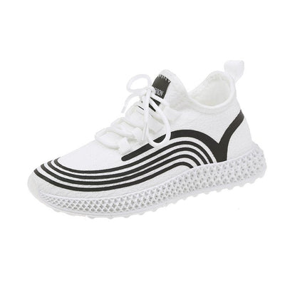 Lace up flat rubber round head mesh sneaker - Carvan Mart