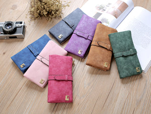 Leather Zipper Long Women Wallet - Carvan Mart