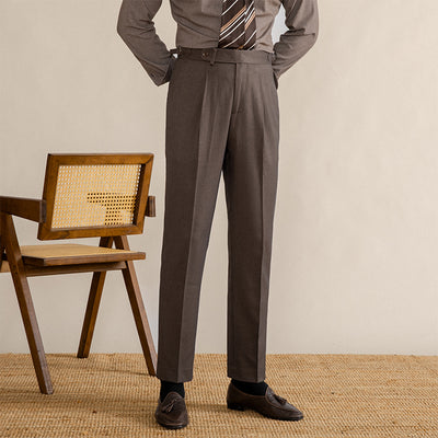 High-Waisted Straight-Leg Vintage Pants - Classic and Comfortable Men's Trousers - Carvan Mart