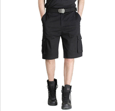 Camouflage Tactical Shorts Mens Multi-Pocket Cargo Shorts - Black - Men's Shorts - Carvan Mart