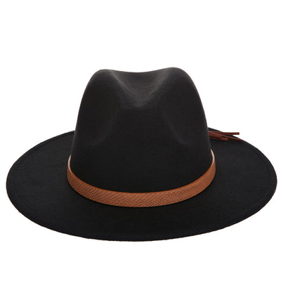 Woolen Jazz Hat Fashion Female Hat Top Hat - Black - Women's Hats & Caps - Carvan Mart