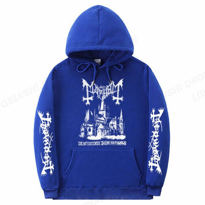 Men's Trendy Graphic Print Sweatshirt Solid Color Fashion Hoodie - blue - Men's Hoodies & Sweatshirts - Carvan Mart