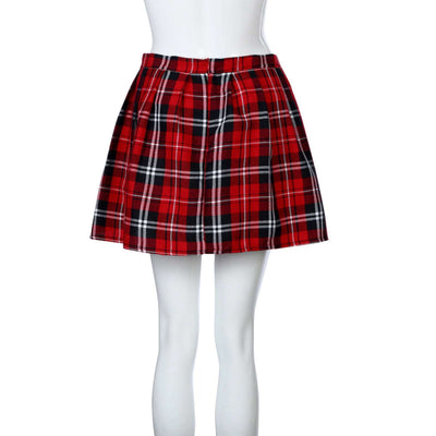 Fashion Women's Plaid Mid-waist Pleated Skirt - Carvan Mart