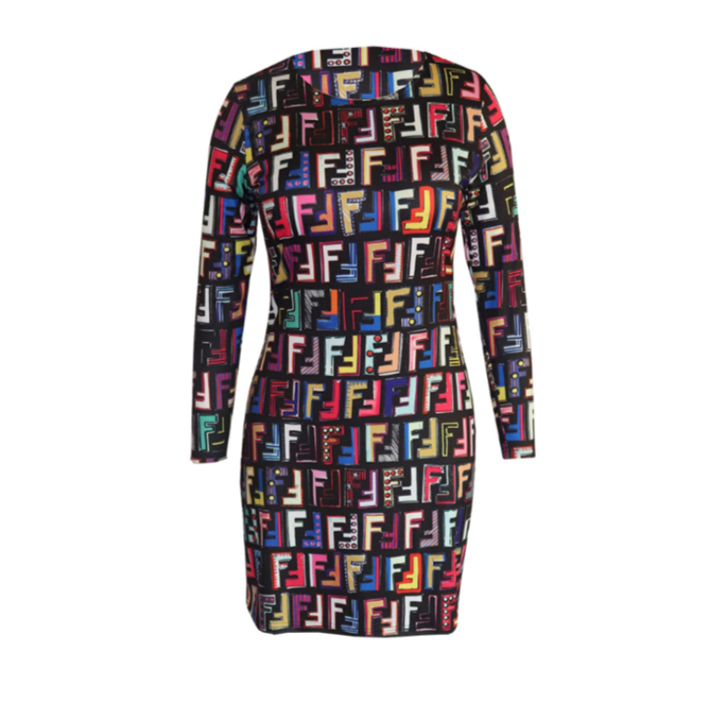 Trendy Long Sleeve Bodycon Dress - Colorful Printed Mini Dress for Women - - Dresses - Carvan Mart