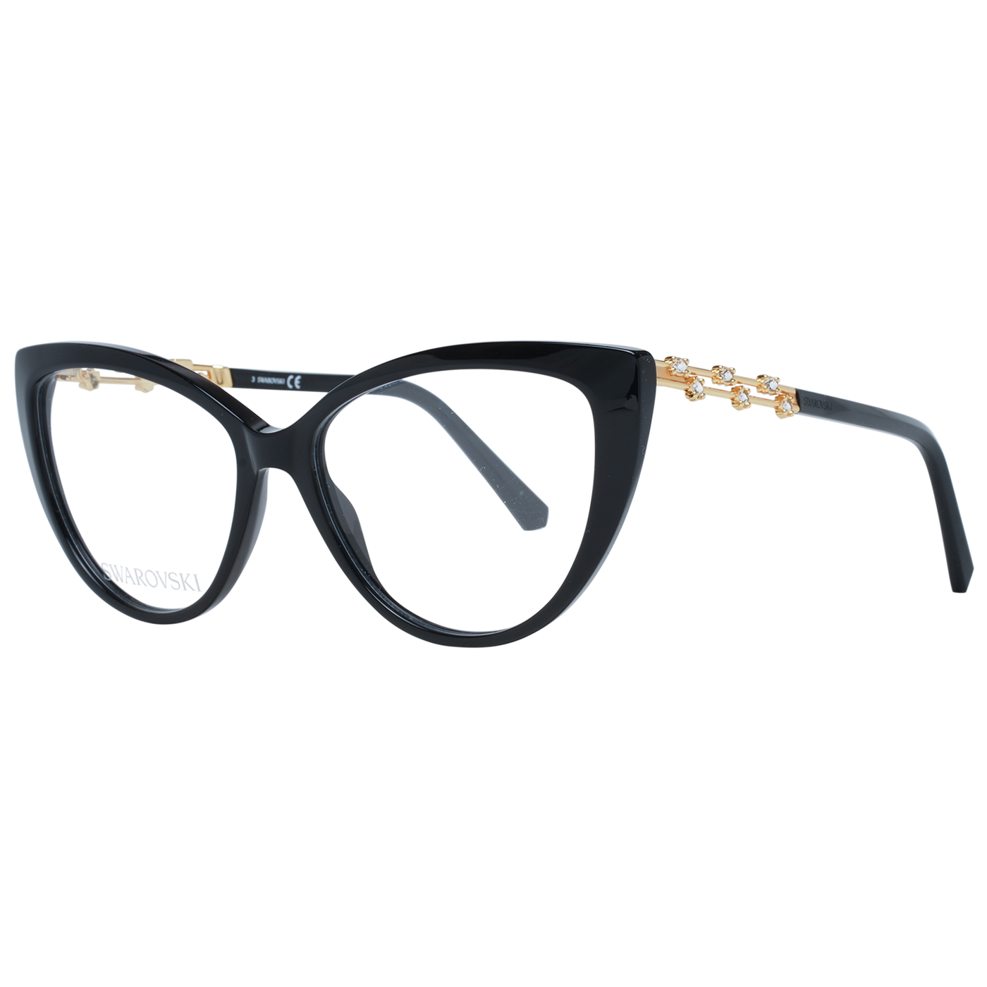 Swarovski Elegant Black Cat Eye Designer Eyeglasses - Black - - Swarovski