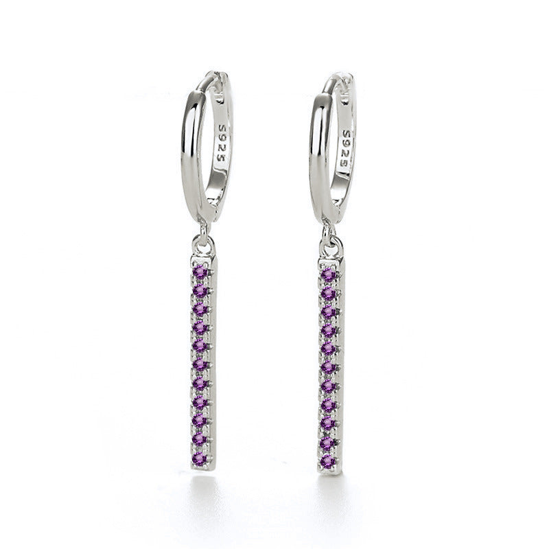 Sterling Silver Needle Tassel Fashion Earrings - Purple Silver - Earrings - Carvan Mart