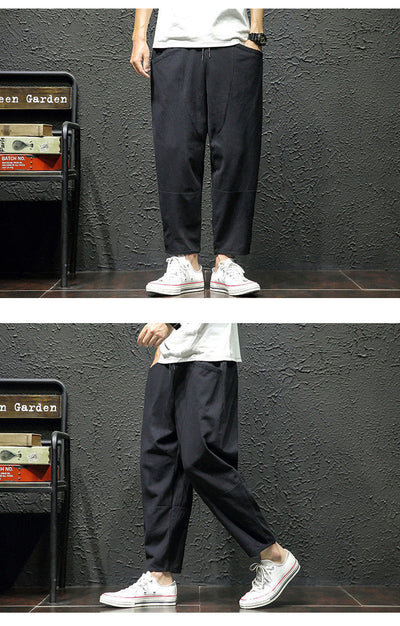 Summer Cropped Pure Cotton And Linen Pants Men - - Men's Pants - Carvan Mart