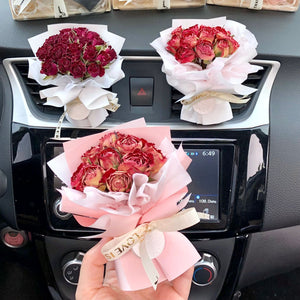 Natural Mini Rose Dry Flower Valentine Car Decor - - Gift - Carvan Mart