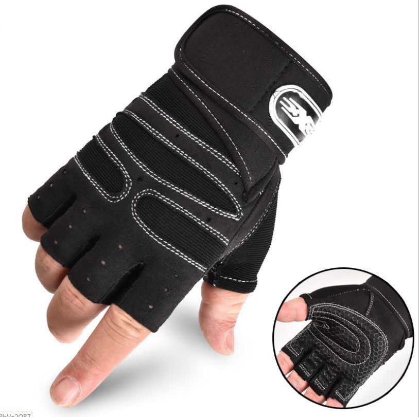 Cycling Gloves Half Finger Breathable Elastic Outdoor Bike Bicycle Riding Fitness Glove Accessories - White and black - Men's Gloves - Carvan Mart