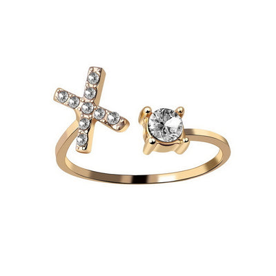 Letter Ring Fashion Jewelry Elegant Rings - Gold X - Women's Rings - Carvan Mart