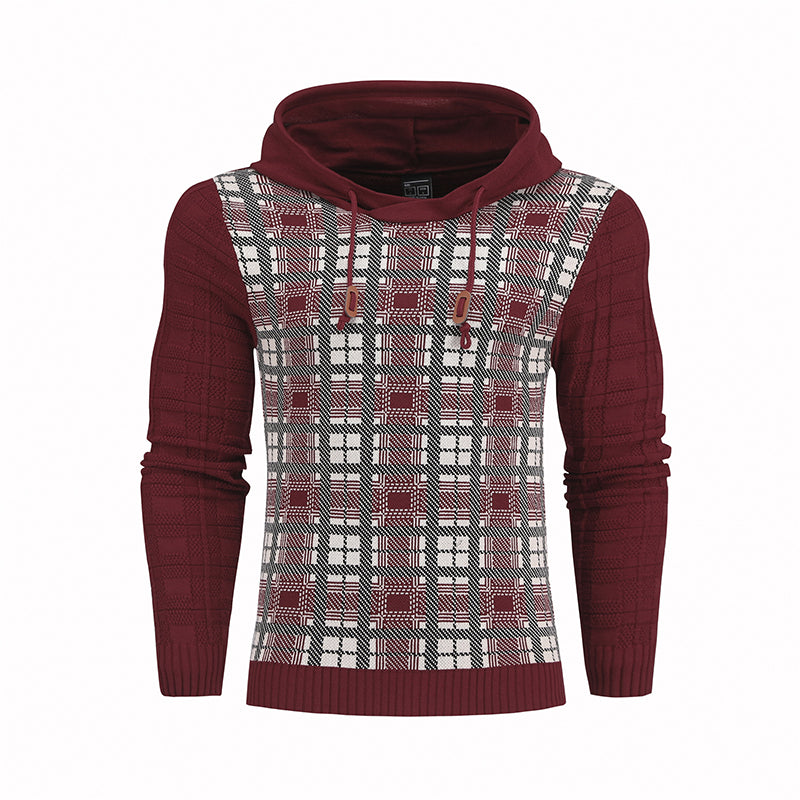 Pullover Plaid Image Multi-Color Lines Men Hoodies - Red - Men's Hoodies & Sweatshirts - Carvan Mart