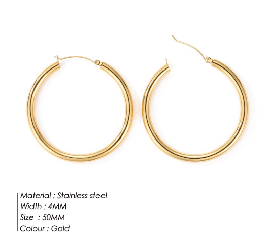 Simple Round Hoop Earrings - 50mm - Earrings - Carvan Mart