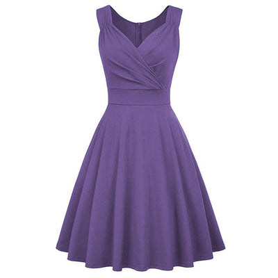 Women's Light V-Neck Cocktail Dress - Elegant Polyester Dress with Lining - Purple - Cocktail Dresses - Carvan Mart