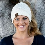 Knitted Woolen Hat - White - Women's Hats & Caps - Carvan Mart