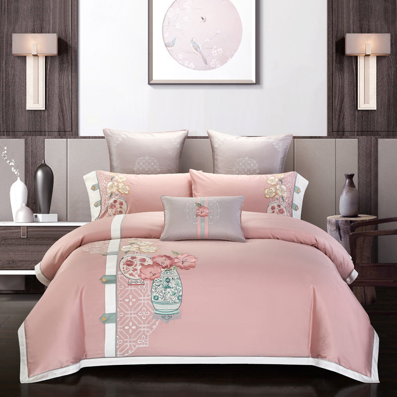 Four-piece cotton embroidery embroidery home textile - Vase - Bedding Sets - Carvan Mart