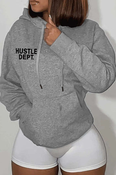 Women's Hustle Dept. Grey Hoodie - Casual Comfort Fit Chenille Sweatshirt - - Women's Hoodies & Sweatshirts - Carvan Mart