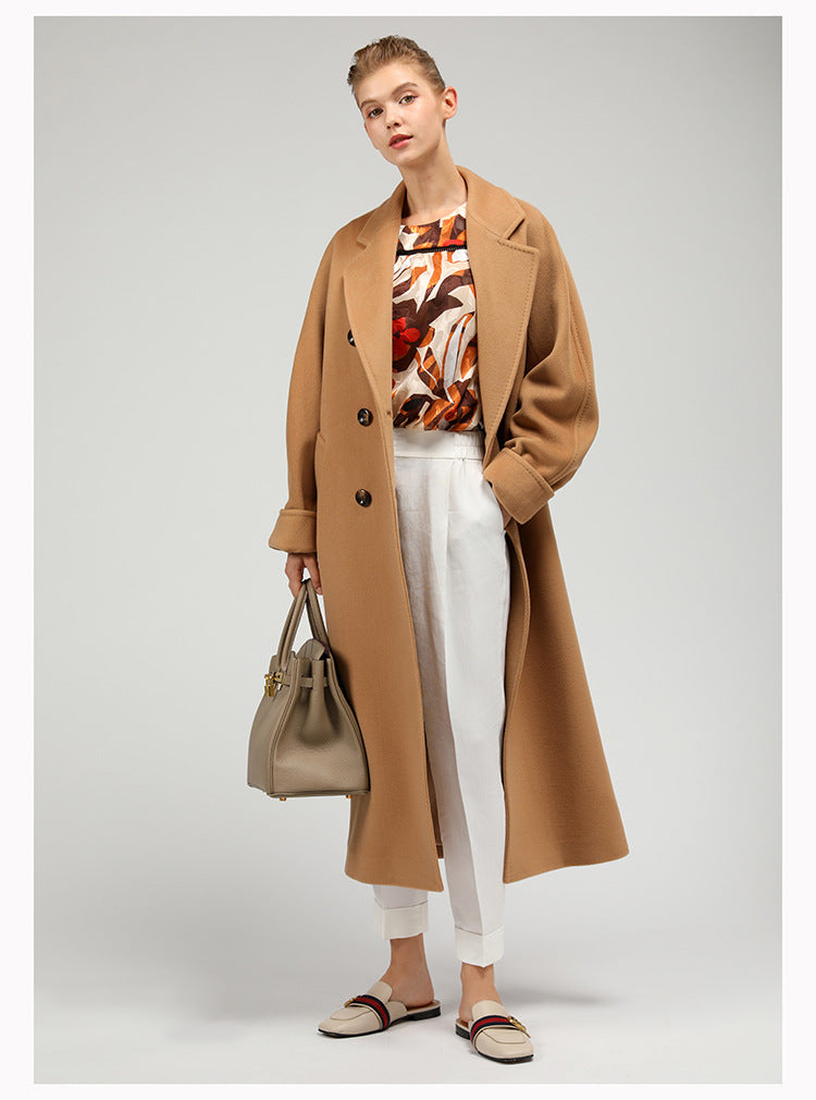 Women's Mid-length Woolen Coat - Carvan Mart