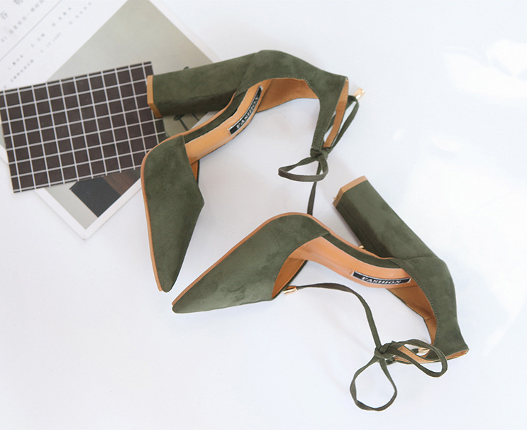 Simply Pointed Toe High Heel Pumps Shoes - Armygreen - Women's Sandals - Carvan Mart