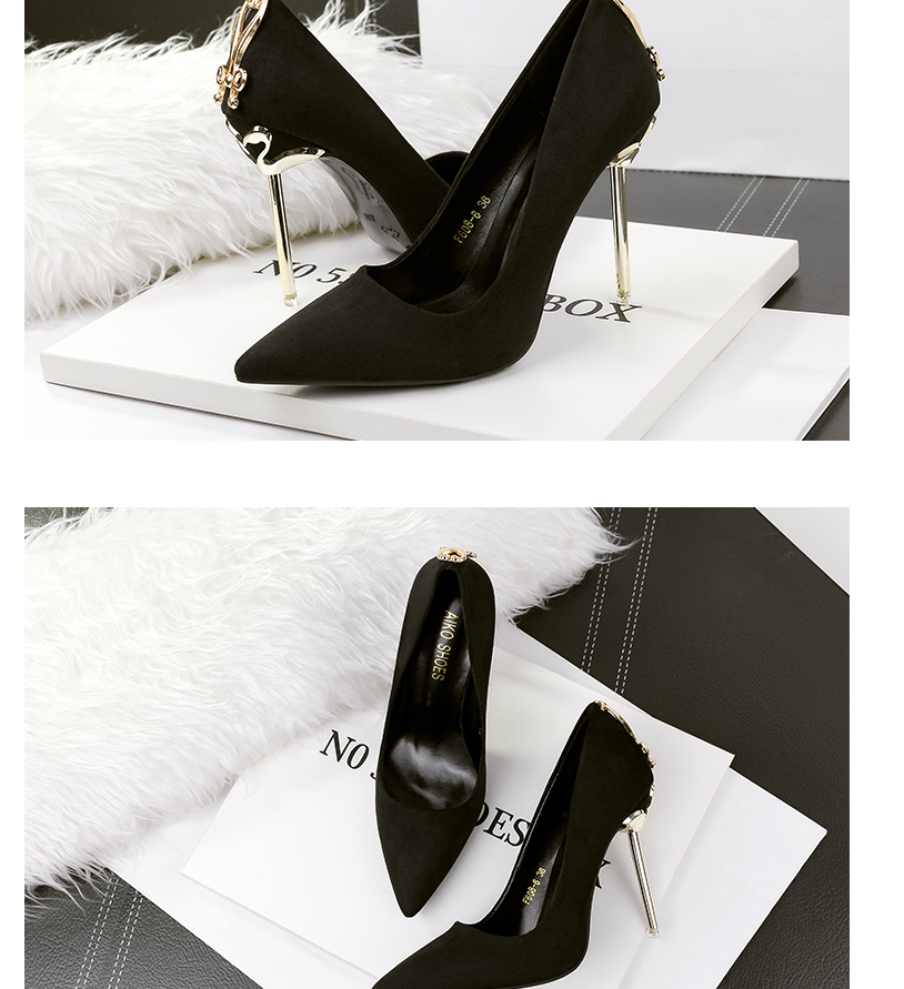Women's Pointed Black High Heel Shoes Stiletto Metal Bow Banquet - - High Heels - Carvan Mart