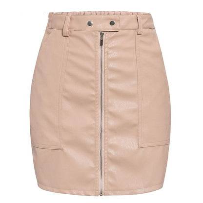 Leather Solid Color Short Skirt - Carvan Mart Ltd