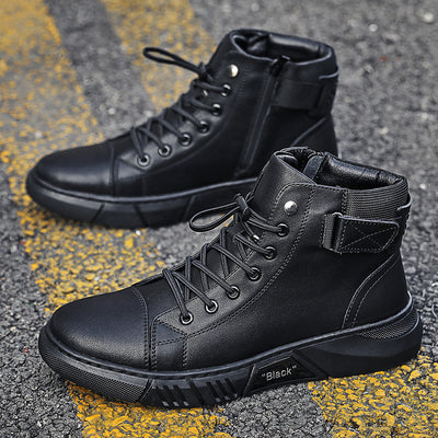 High-top Men's Shoes Martin Plus Cashmere Leather Boots - Carvan Mart