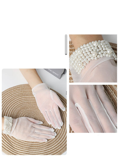 Short Yarn Cuff Beaded Gloves - Carvan Mart