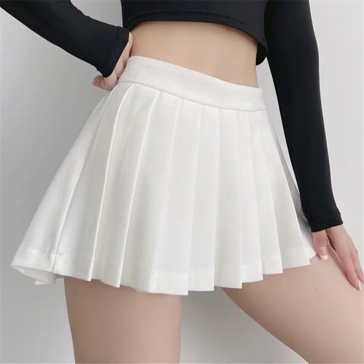 High Waist Front Short Back Length Pleated Skirt With Lining - Carvan Mart