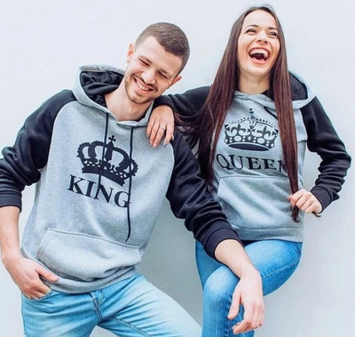 Printed Hooded Couple Sweatshirt - Carvan Mart