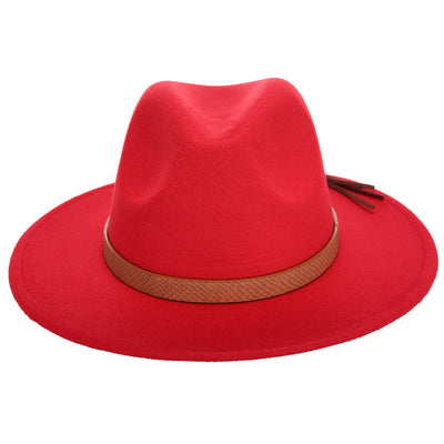 Woolen Jazz Hat Fashion Female Hat Top Hat - Red - Women's Hats & Caps - Carvan Mart