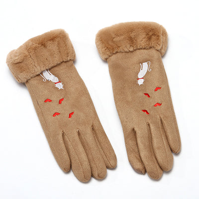 Gloves women winter suede gloves - Khaki One size - Women Gloves & Mittens - Carvan Mart