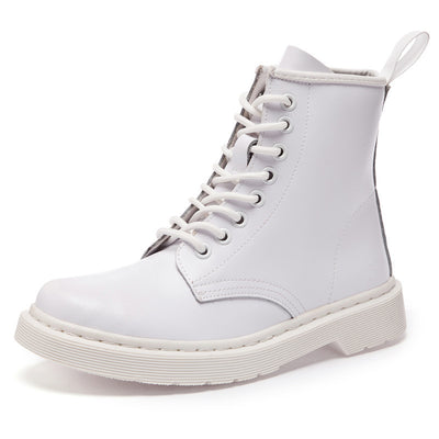 SMOOTH LEATHER LACE UP Martens Boots - Pure white - Women's Shoes - Carvan Mart