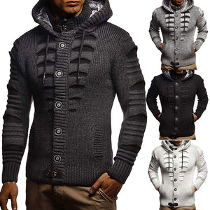 Sweater Men's Hooded Knitted Cardigan Jacket - Carvan Mart