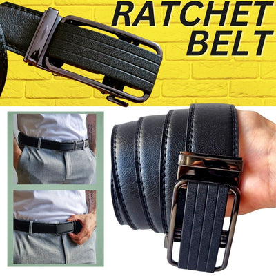 Microfiber Leather Mens Ratchet Belt Belts For Men Adjustable Size, Slide Buckle - - Men's Belts - Carvan Mart