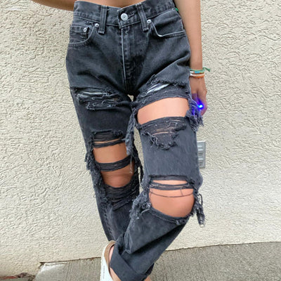 Sexy Ripped Ladies Jeans - Slimming Denim Trousers for Women - - Women's Jeans - Carvan Mart