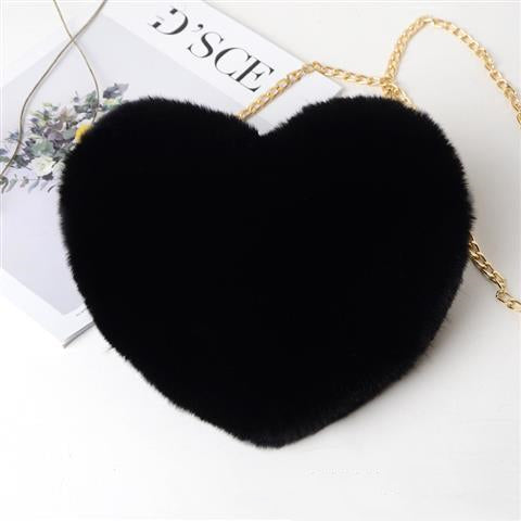 Love Bag For Women Plush Contemporary Chain-Strap Handbag Statement Sequin Party Bag - Carvan Mart