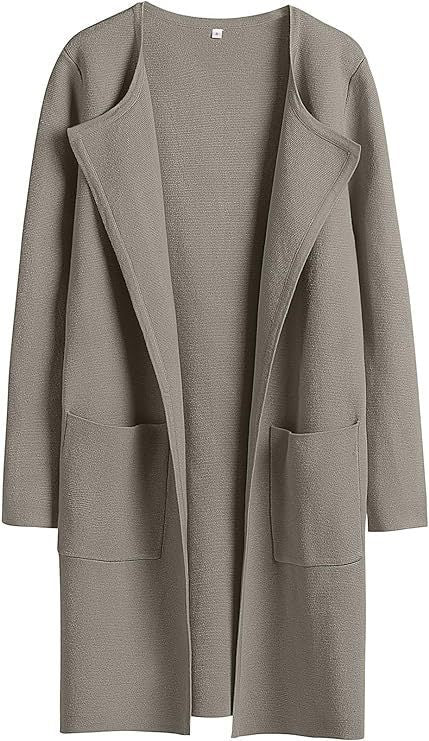 Women's Woolen Coat With Pockets Autumn And Winter Temperament  Slim Fit Mid Length Jacket Comfortable Casual Lapel Coat - Carvan Mart