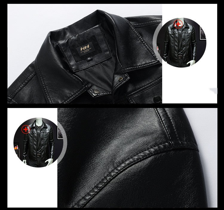 Men's Spring And Autumn Workwear Leather Jacket - - Genuine Leather - Carvan Mart