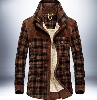 Winter Jacket Men Thicken Warm Fleece Jackets Coats Pure Cotton Plaid Jacket Military - Carvan Mart
