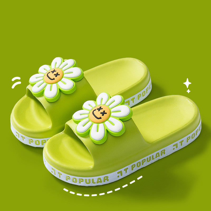 Summer Flower Slippers Women Indoor Anti-Slip Bathroom Home Slippers - Green - Women's Slippers - Carvan Mart